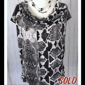 Worthington Size 2X Snake Print Cowl Neck Blouse